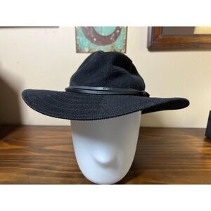 Anthropologie Hat Cotton Blend Packable Black
